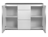 Sideboard Briec in wei Glanz und Matera grau Kommode 133 cm