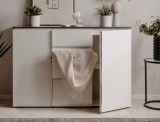 Sideboard Briec in wei Glanz und Matera grau Kommode 133 cm