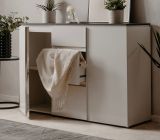 Sideboard Briec in wei Glanz und Matera grau Kommode 133 cm