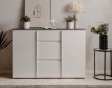 Sideboard Briec in wei Glanz und Matera grau Kommode 133 cm