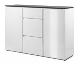 Sideboard Briec in wei Glanz und Matera grau Kommode 133 cm