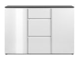 Sideboard Briec in wei Glanz und Matera grau Kommode 133 cm