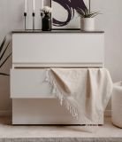 Kommode Briec in wei Glanz und Matera grau Schubladenkommode 89 cm