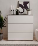 Kommode Briec in wei Glanz und Matera grau Schubladenkommode 89 cm