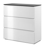 Kommode Briec in wei Glanz und Matera grau Schubladenkommode 89 cm