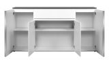 Sideboard Briec in wei Glanz und Matera grau Kommode 178 cm