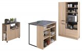 Parisot Kchenschrank Set 3-tlg. Fumay3 in Eiche und Beton grau Kche Buffet Kcheninsel und Mehrzweckschrank