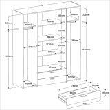 Kleiderschrank Enjour in wei Drehtrenschrank 4-trig 160 x 185 cm