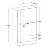 Kleiderschrank Enjour in wei Drehtrenschrank 3-trig 120 x 185 cm