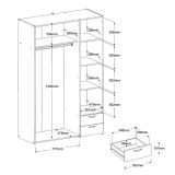 Kleiderschrank Enjour in wei Drehtrenschrank 3-trig 120 x 185 cm