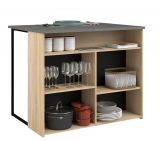 Parisot Kchentheke Fumay12 in Eiche und Beton grau Kcheninsel 109 x 80 cm