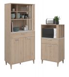 Parisot Kchenschrank Set 2-tlg. Diner in Jackson Eiche und Beton grau Kche Buffet