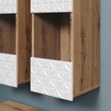 Wohnwand Shauni in wei matt und Eiche Schrankwand hngend oder stehend