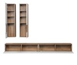 Wohnwand Shauni in wei matt und Eiche Schrankwand hngend oder stehend