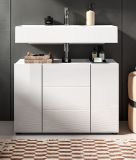 Waschbeckenunterschrank Larik in wei Hochglanz Badezimmer Waschtisch 82 x 56 cm