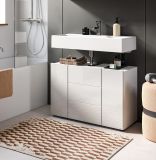 Waschbeckenunterschrank Larik in wei Hochglanz Badezimmer Waschtisch 82 x 56 cm