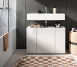 Waschbeckenunterschrank Larik in wei Hochglanz Badezimmer Waschtisch 82 x 56 cm