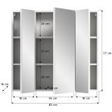 Badezimmer Spiegelschrank Larik in wei 3-trig 82 x 77