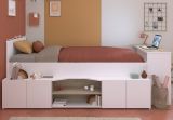 Parisot Hochbett Cleo1 in wei und Eiche 90 x 200 mit Stauraum und Schreibtisch