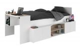 Parisot Hochbett Cleo1 in wei und Eiche 90 x 200 mit Stauraum und Schreibtisch