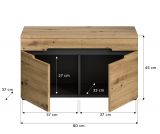 Garderobe Sitzbank Cooper in Artisan Eiche und grau Garderobenbank 80 cm, Soft-Close