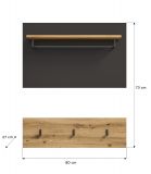Garderobenpaneel Cooper in Artisan Eiche und grau Set 2-teilig 80 cm