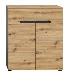 Schuhkommode Cooper in Artisan Eiche und grau Flurkommode 80 x 94 cm, Soft-Close