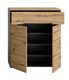 Schuhkommode Cooper in Artisan Eiche und grau Flurkommode 80 x 94 cm, Soft-Close