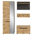 Garderobe Set 4-teilig Cooper in Artisan Eiche und grau Garderobenkombination 160 cm