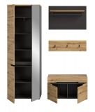 Garderobe Set 4-teilig Cooper in Artisan Eiche und grau Garderobenkombination 160 cm