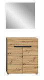 Garderobe Set 2-teilig Cooper in Artisan Eiche und grau Schuhkommode und Spiegel, Soft-Close