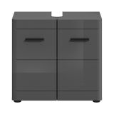 Waschbeckenunterschrank Strong in grau Hochglanz, Bad Unterschrank 60 cm mit Soft-Close