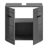 Waschbeckenunterschrank Strong in grau Hochglanz, Bad Unterschrank 60 cm mit Soft-Close