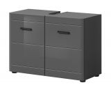 Waschbeckenunterschrank Strong in grau Hochglanz Breite 80 cm, mit Soft-Close