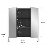 Badezimmer Spiegelschrank Strong in grau 60 cm, mit Soft-Close