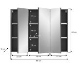 Badezimmer Spiegelschrank Strong in grau 3-trig 80 cm, mit Soft-Close