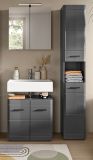 Badmbel Set 3-teilig Strong in grau Hochglanz 105 x 190 cm, mit Soft-Close