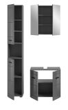 Badmbel Set 3-teilig Strong in grau Hochglanz 105 x 190 cm, mit Soft-Close