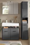 Badmbel Set 3-teilig Strong in grau Hochglanz 125 x 190 cm, mit Soft-Close
