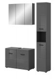 Badmbel Set 3-teilig Strong in grau Hochglanz 125 x 190 cm, mit Soft-Close