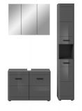 Badmbel Set 3-teilig Strong in grau Hochglanz 125 x 190 cm, mit Soft-Close