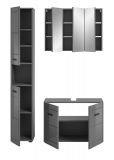 Badmbel Set 3-teilig Strong in grau Hochglanz 125 x 190 cm, mit Soft-Close