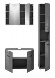 Badmbel Set 3-teilig Strong in grau Hochglanz 125 x 190 cm, mit Soft-Close