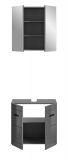 Badmbel Set 2-teilig Strong in grau Hochglanz 60 x 190 cm, mit Soft-Close