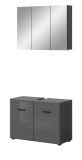 Badmbel Set 2-teilig Strong in grau Hochglanz 80 x 190 cm, mit Soft-Close