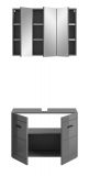 Badmbel Set 2-teilig Strong in grau Hochglanz 80 x 190 cm, mit Soft-Close