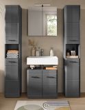 Badmbel Set 4-teilig Strong in grau Hochglanz 150 x 190 cm, mit Soft-Close