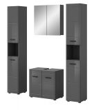 Badmbel Set 4-teilig Strong in grau Hochglanz 150 x 190 cm, mit Soft-Close