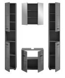 Badmbel Set 4-teilig Strong in grau Hochglanz 150 x 190 cm, mit Soft-Close