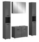 Badmbel Set 4-teilig Strong in grau Hochglanz Badkombination 170 x 190 cm